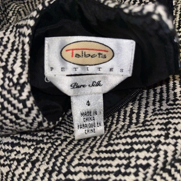 Talbots dress size 4 small pure silk classy career wear black herringbone fall - Picture 3 of 9